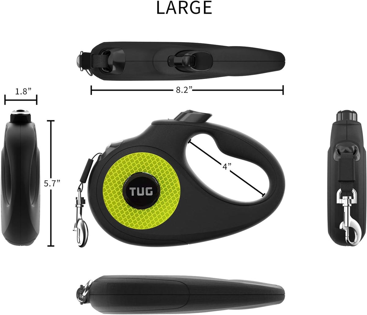 TUG Monochrome 360° Tangle-Free Retractable Dog Leash - Black/Reflective / Large, 16 ft - image 2