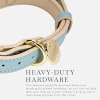Cupertino Dog Collars, Harnesses & Leashes Made from Vegan Leather with Dog Tracker Device Holder Adjustable Dog Collar - Color Blue, Large