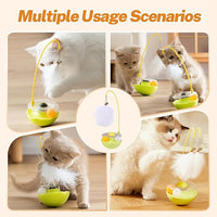 Interactive Cat Feather Toys, 2025 New Catnip Toy, Multifunctional Cat Teaser, Durable Track Ball Pet Toy for Indoor Play, Premium Pet Exercise Toy for Kittens and Adults (White)