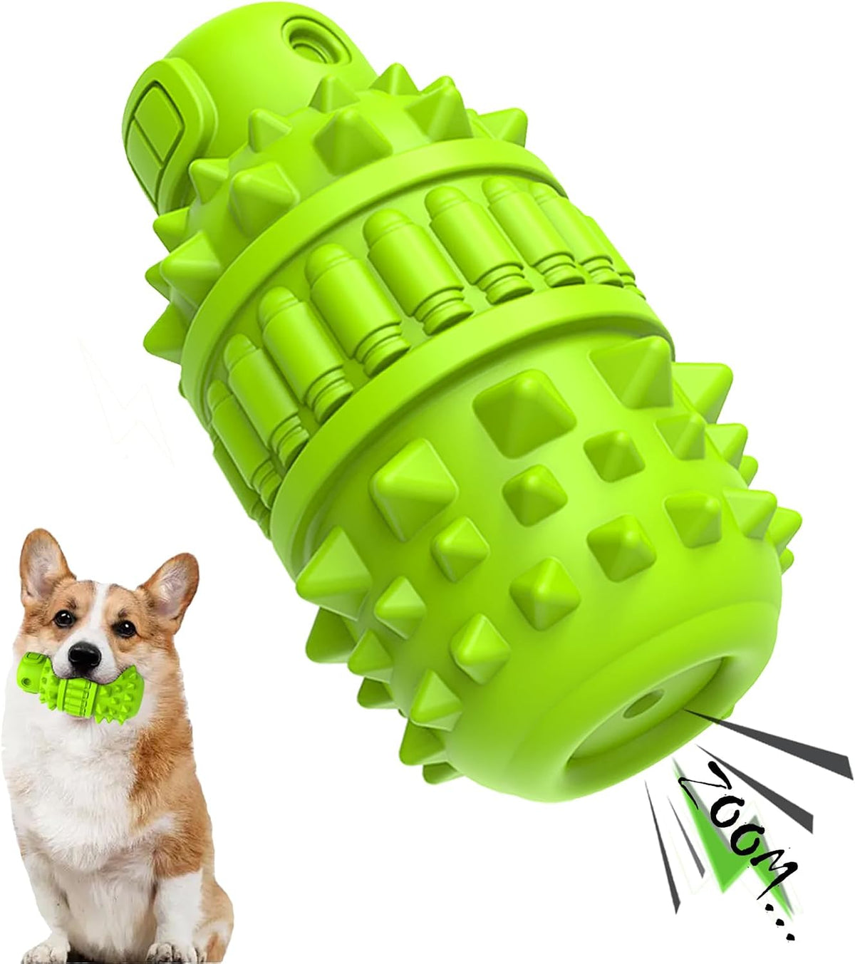 Natural Rubber Squeaky Dog Chew Toy for Large Aggressive Chewers – Essentials for Dogs - Green / Medium（For 30–55 lb dogs） (Pack of 1)