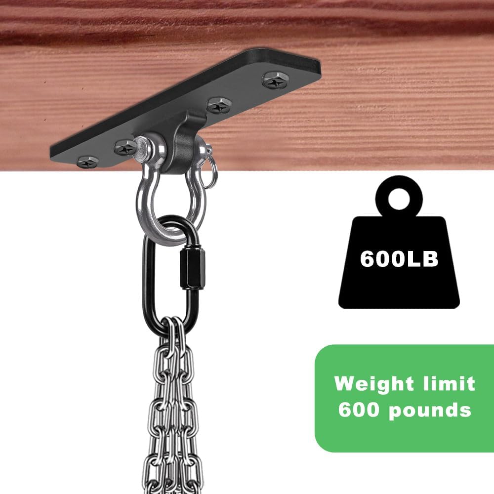 Dolibest Ceiling Mount Swing Hanger Heavy Duty Swing Set Hook - 4 Holes Ceiling Anchor With Carabiner - image 3
