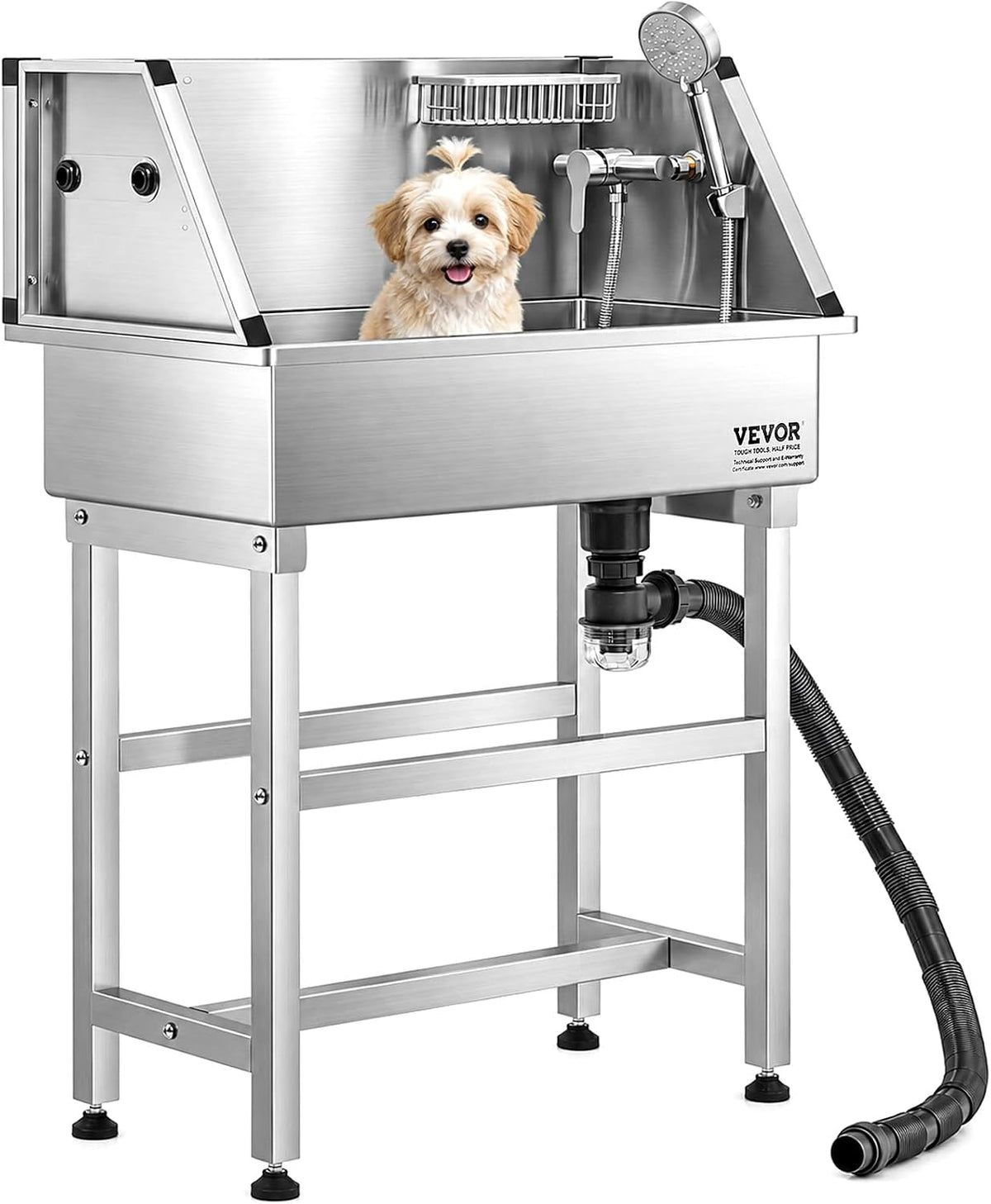 VEVOR Professional Dog Washing Station, Showerhead, Storage Rack - 34 inch