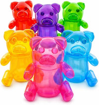 4E's Novelty inflatable gummy bears, six 24 inch floats in red, green, blue, yellow, purple and pink
