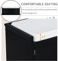 Storage Bench with 2 Drawers and 2 Cabinets, Pine Wood Shoe Bench with Removable Cushion for Living Room, Entryway 42.5" L x 15.9" W x 17.5" H (Black)