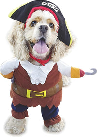 Pirates of the Caribbean style pirate dog costume with hat, size M for 10-13 lb dogs