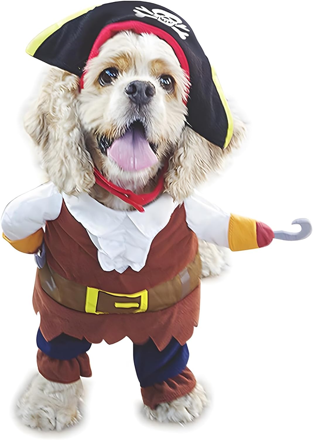 Pirates of the Caribbean style pirate dog costume with hat, size M for 10-13 lb dogs