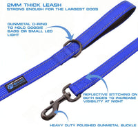 Max and Neo Double Handle Traffic Dog Leash, Reflective - 4 FT / Blue - image 2