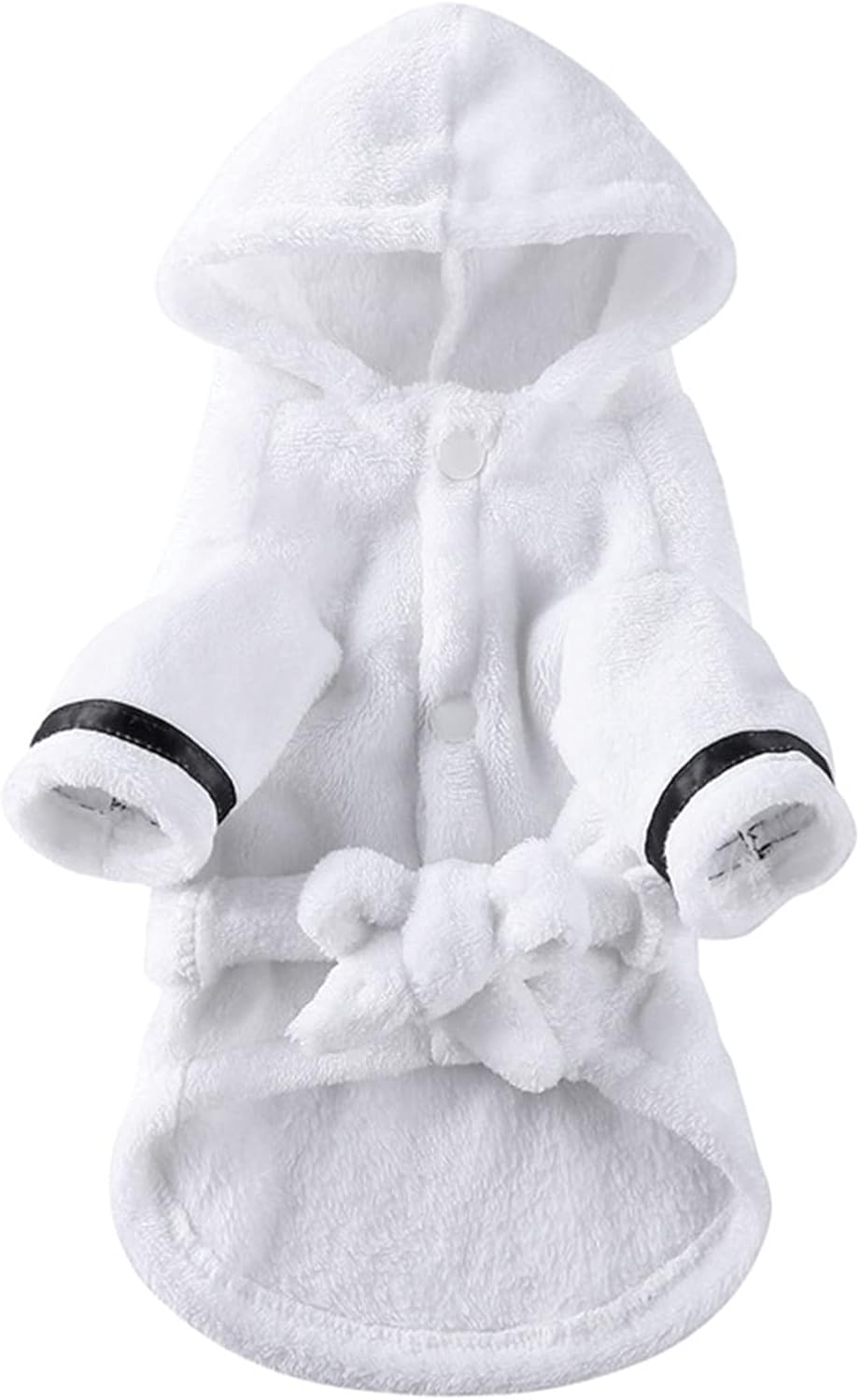 Pet Bathrobe Dog Pajama, Thickened Hooded - White / Medium