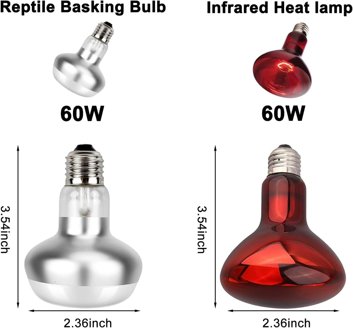 5.5inch Deep Dome Reptile Heat Lamp Reptile Light Fixture – Essentials for Reptiles And Amphibians - 7.5inch with basking bulb&infrared heat lamp - image 2