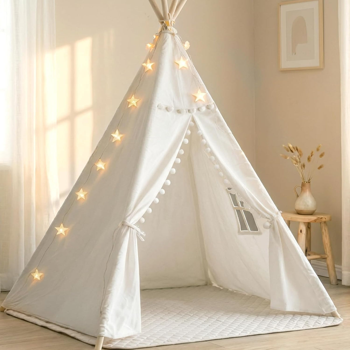 Little Dove Teepee Tent for kids Star Lights - Ball Style Teepee Set