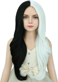 DUDUWIG long black wavy curly middle part wig for kids with wig cap - view 11