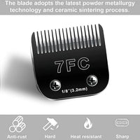 7F Blades Dog Grooming Blades Compatible with Andis/Oster A5/Wahl KM-10 Series Dog Clippers,Detachable Clipper Replacement Blade,Black (7FC/3PCS)