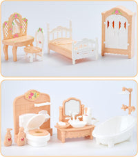 Thildani 35-piece pink and white dollhouse furniture set for bedroom, bathroom, living room and kitc - view 12
