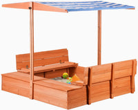 Agitree Wooden Sandbox with Lid and Canopy for Kids Ages 3-8 - Vibrant Orange