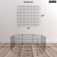 BestPet Dog Pen Playpen Puppy Pet Playpen 8 Panel Indoor Outdoor Metal Portable Folding Animal Exercise Dog Fence,24",Black