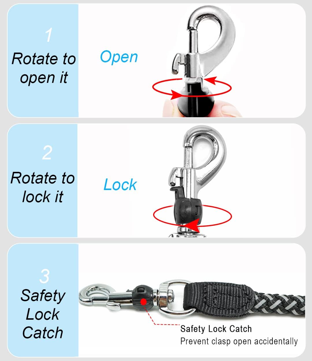 Reflective Dog Leash 2/3/4/6/10ft Braided 1/2" Strong Nylon Rope – Essentials for Dogs - 3ft * 1/2" / Black - image 4