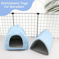 Guinea Pig Hideout and Tunnel Set, Soft Plush Bed & Play Tunnel for Guinea Pigs, Rabbits, Ferrets, Small Animals - Washable Accessories for Resting, Hiding, Exercising