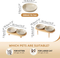Elevated Cat Bowls, Cat Food and Water Bowl Set - Vintage Latte / 2 Bowls-6" - image 2