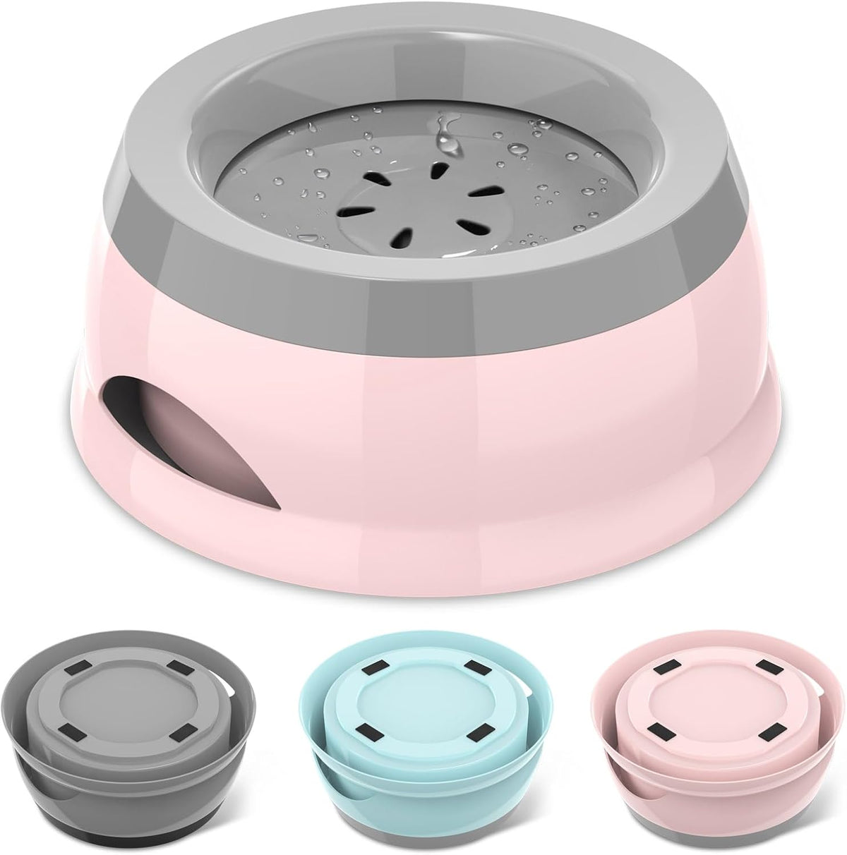 25 oz No Spill Water Bowl for Dogs and Cats Small Slow Drinking Dog - Pink