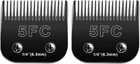 2PCS 5FC Blades Dog Grooming Blades Compatible with Andis/Oster A5/Wahl KM-10 Series Dog Clippers,Detachable Clipper Replacement Blade,Black(5FC/2PCS)