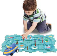 Ubegger puzzle car track set with puzzle road pieces, road signs and battery cars - view 7
