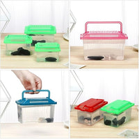 FRCOLOR Portable Plastic Turtle Tank - Transparent Aquarium Carrier Box for Small Pets Ideal for Hamsters Lizards and Fish Easy to Feed and Clean