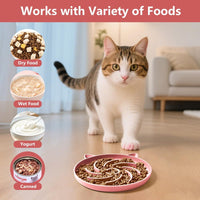 2Pcs Silicone Slow Feeder Cat Bowl, Puzzle Feeder - Grey / Pink - image 3