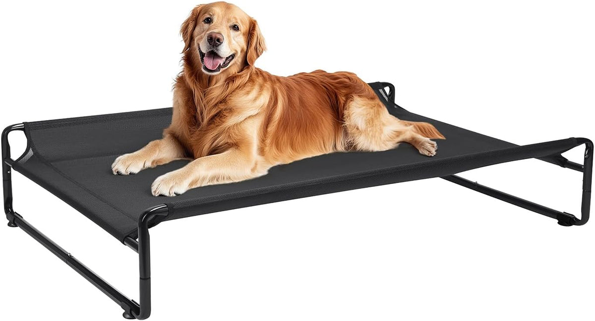 Veehoo Outdoor Elevated Dog Bed - Black / 43.7"L x 30.3"W x 9.4"Th