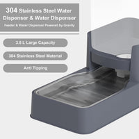 Automatic Cat Feeder and Water Dispenser in Set with Pet Food Bowl - 3.8L Stainless Steel(Grey) - image 3