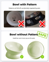 Elevated Cat Food Bowl, 5 Oz Ceramic Raised and Tilted Water Bowl, Anti Vomiting and Protect Pets' - Green / 5 OZ - 1 Pack - image 3