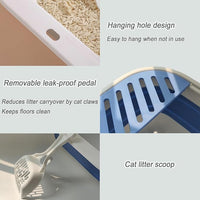 Collapsible Kitten Litter Box, 17.7 x 13.4 x 5 inch Open Cat Potty Pan with Scoop Foldable Shallow Cat Toilet Anti-Splashing Low Entrance Travel Litter Box with Falling Sand Pedal Grey
