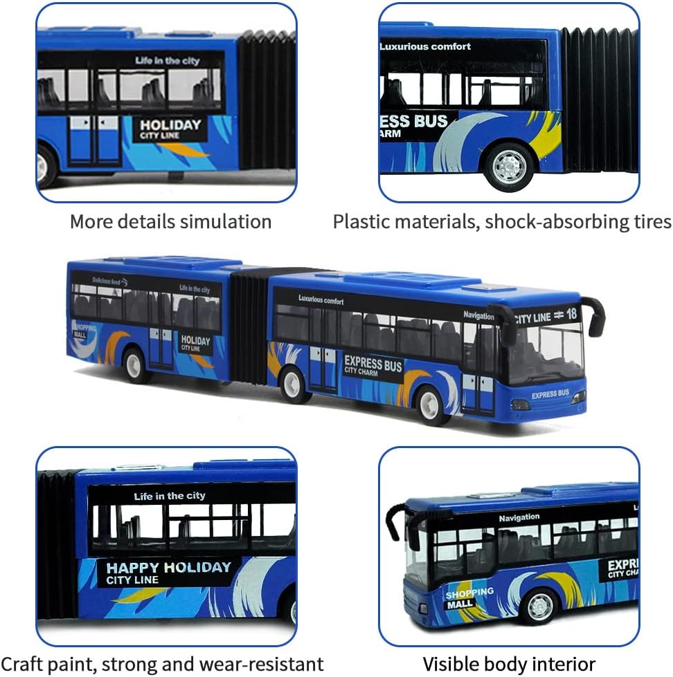 Crelloci City Bus Toy for Kids - Blue - image 3