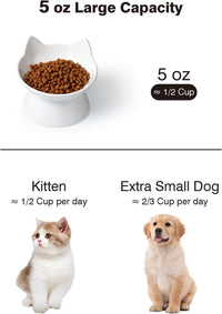 Cat Water Bowl, 15° Tilted and Raised Pet Food Dish - 2 Pack / White Cat - image 2