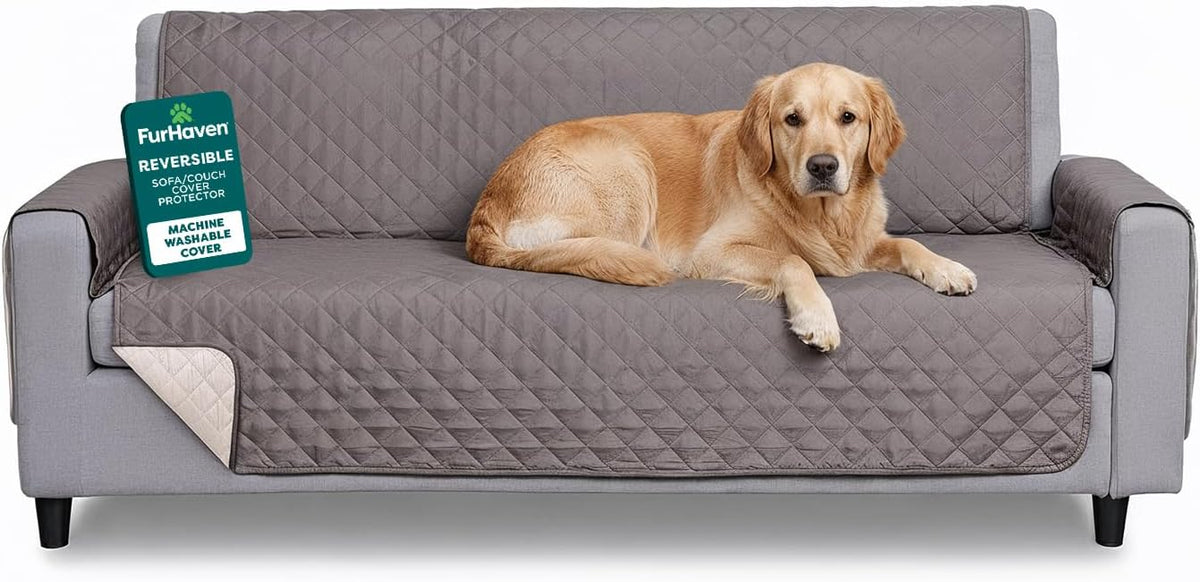 Furhaven Water-Resistant & Reversible Chair Cover Protector for Dogs - Sofa / Gray/Mist