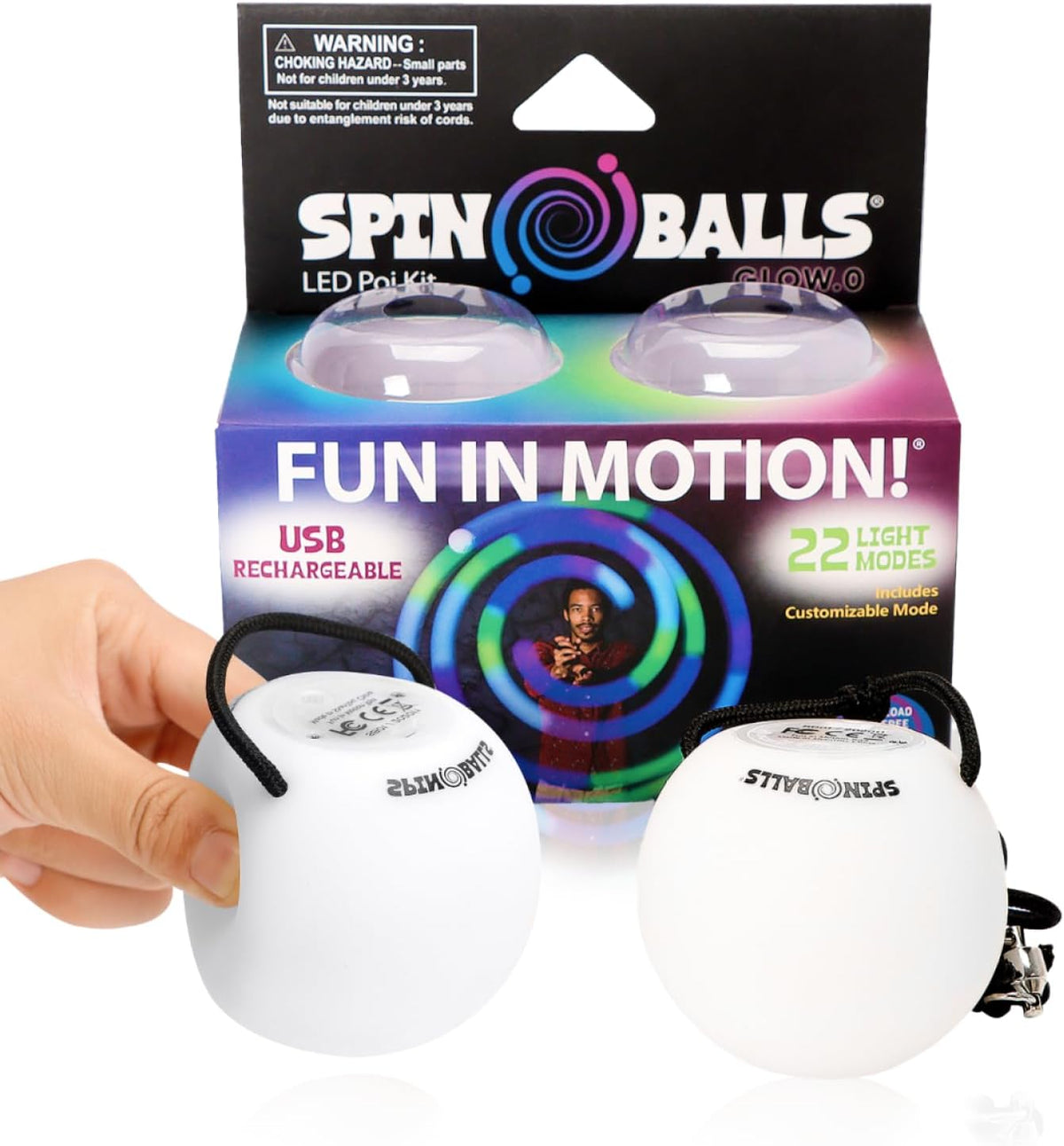 SPIN BALLS Glow.0 LED Poi - LED Poi Set