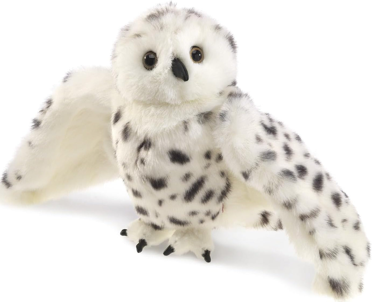 Folkmanis Snowy Owl Hand Puppet, Standard Packaging, White
