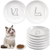6 Pack Cat Food Bowl, Ceramic Cat Bowls - White-B