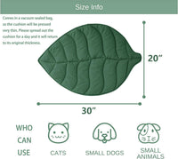 Letalong 30 X 20 Inch Leaf Shaped Cotton Cat Bed Pad - Green-02