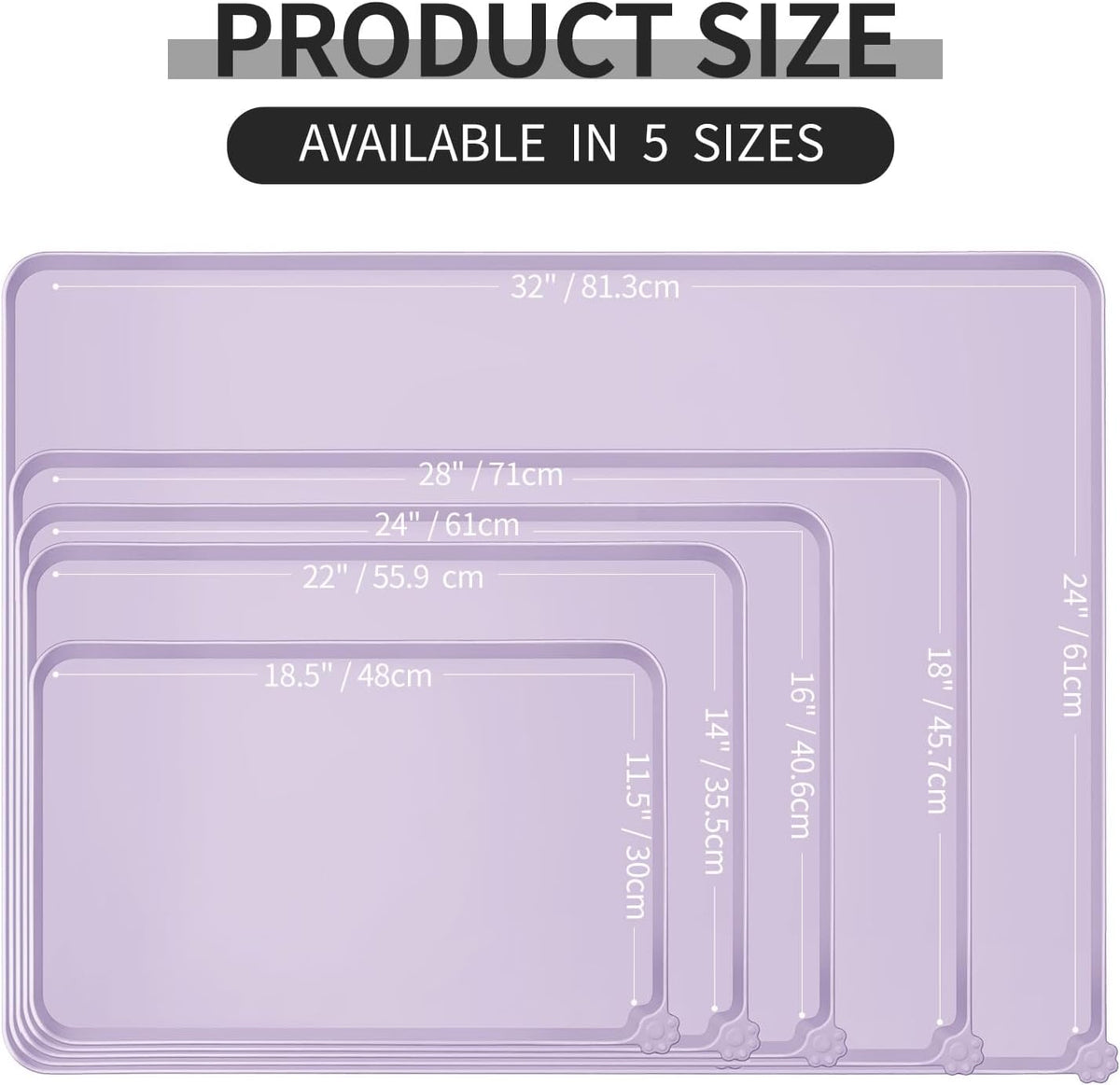 Reopet Silicone Pet Feeding Mat - Lavender / 24" x 16" - image 2