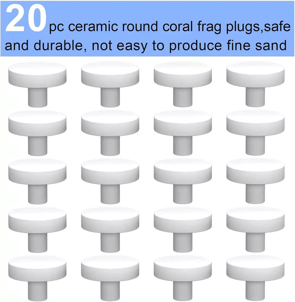 Ceramic White Coralline Coral frag Plugs Coral frag Base Round 20pc – Essentials for Fish - round24mm20pcs - image 2