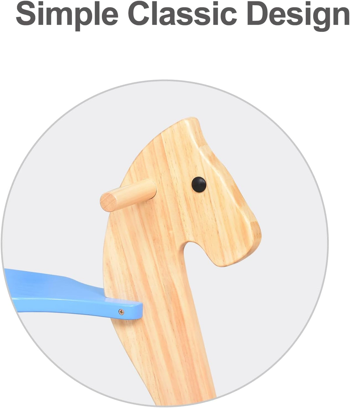 KRAND natural pine kids wooden rocking horse with handrail, backrest and foot pedal - view 19
