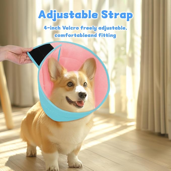 Dog Cone Soft Recovery Collars & Cones After Surgery for Medium Large Dogs, Comfy Ecollars to Stop Licking, Adjustable, Dog Ecollars for Recovery Fabric: Soft Comfort, Ecollars of Shame Alternatives