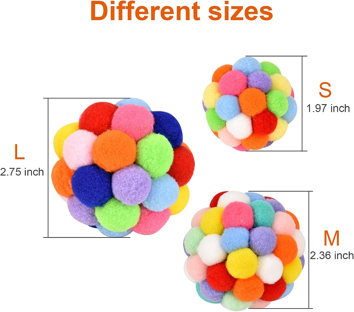 TUSATIY Cat Toy Balls with Bell 3PCS - 3 Pack - image 3