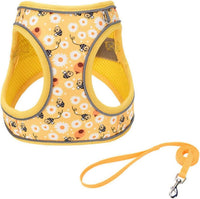 Step in Dog Harness No Pull Flower Adjustable Soft Mesh Harness – Essentials for Dogs - S(neck:10.5"-12",chest:13.5"-16") / Yellow