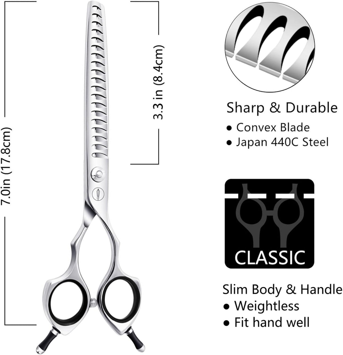 Curved Dog Grooming Scissors, Trimming Face and Paws. - Chunker / 7.0" - image 2
