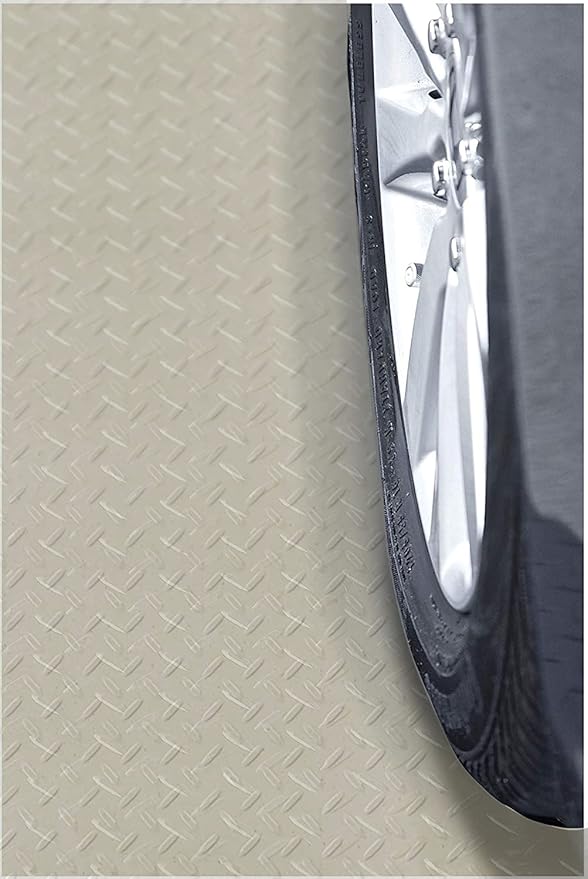 RESILIA Heavy Duty Garage Floor Runner & Protector Mat - Slip Resistant Diamond Plate PVC Mats - Water, Spill, & Stain Resistant, Sandstone (4 feet x 10 feet)