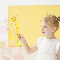 Lovelyshop Crystal Metal Star Fairy Wand with Ribbon - Yellowish - image 3