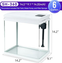 Beginner Betta Fish Tank Aquarium kit Intelligent Timed Shutdown, Seven LED Lights, Adjustable Brightness, High-Transparency Glass, Efficient Filtration Gallon (6 Gallon)