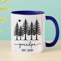 Grandpa EST 2026 Accent Coffee Mug, Personalized Grandpa Mug Gift For Soon To Be Grandfather Pawpaw, Customized Name Grandad White Cup 11 15 Oz, New Grandfather Pregnancy Announcement Ceramic Cup