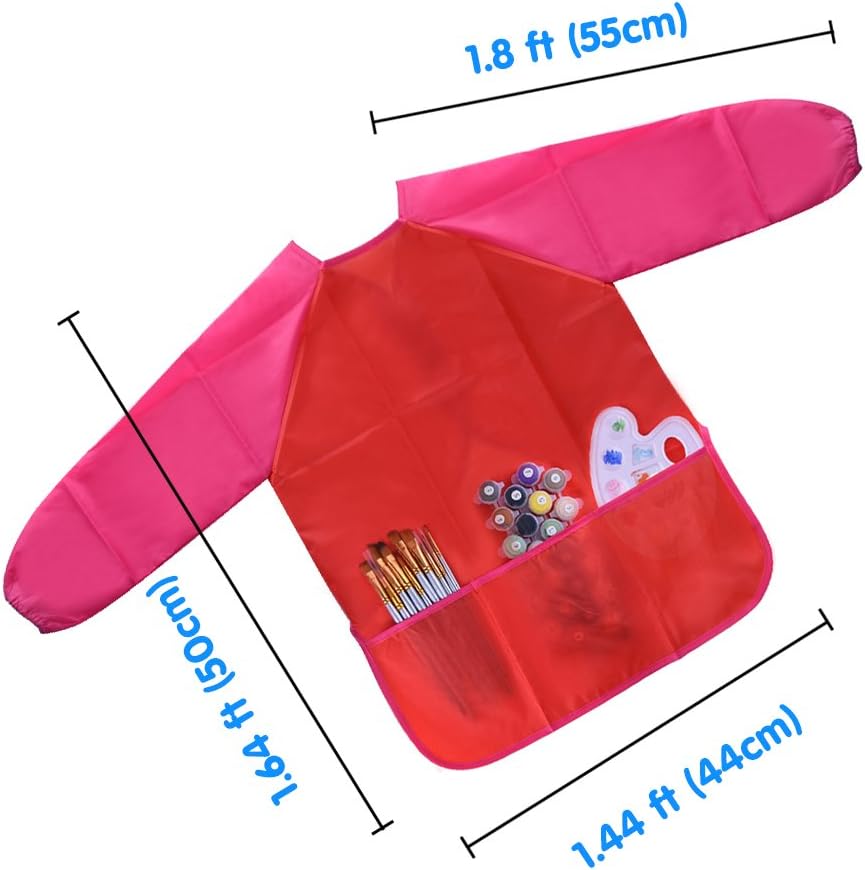 KUUQA Waterproof Children Art Smock Kids Art Aprons – Fun for Kids & Family - Blue, Red / 2 - image 2